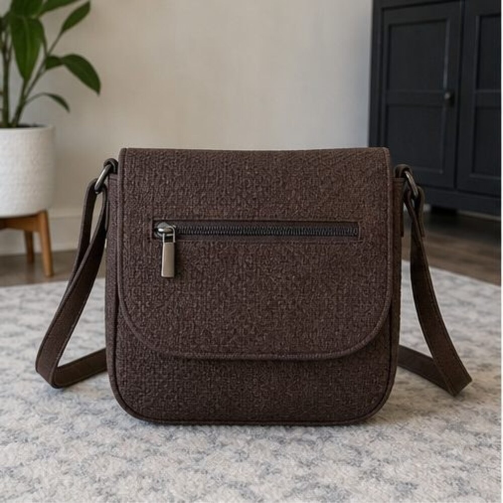 Brown Woven Crossbody Bag